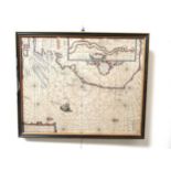 A framed and glazed map - 'Pas Caert Van Engelant Vant Moorland tot aen Blakeney...... Amsterdam',