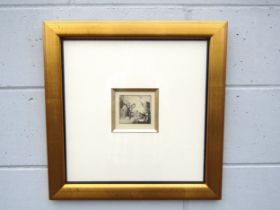 A Frank Brangwyn (1867-1956) framed and glazed etching from the L'Ombre de la Coix series c1931.