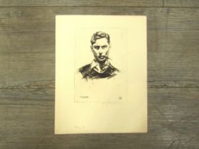 HENRY RAYNER (1902-1957) An unframed dry point etching, portrait of King George VI. Pencil signed