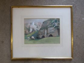 HERBERT BARNARD JOHN EVERETT (1876-1949) A framed and glazed watercolour, scene at Corfe Castle.