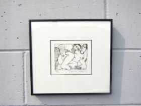 ANITA KLEIN (b1960) A framed and glazed limited edition etching of a male and female nude. Pencil