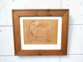 HERBERT CUTNER (1881-1969) A framed and glazed pen and ink drawing of a female nude. Dated 'Dec