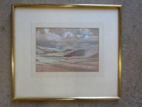 HERBERT BARNARD JOHN EVERETT (1876-1949) A framed and glazed watercolour, South Downs landscape.