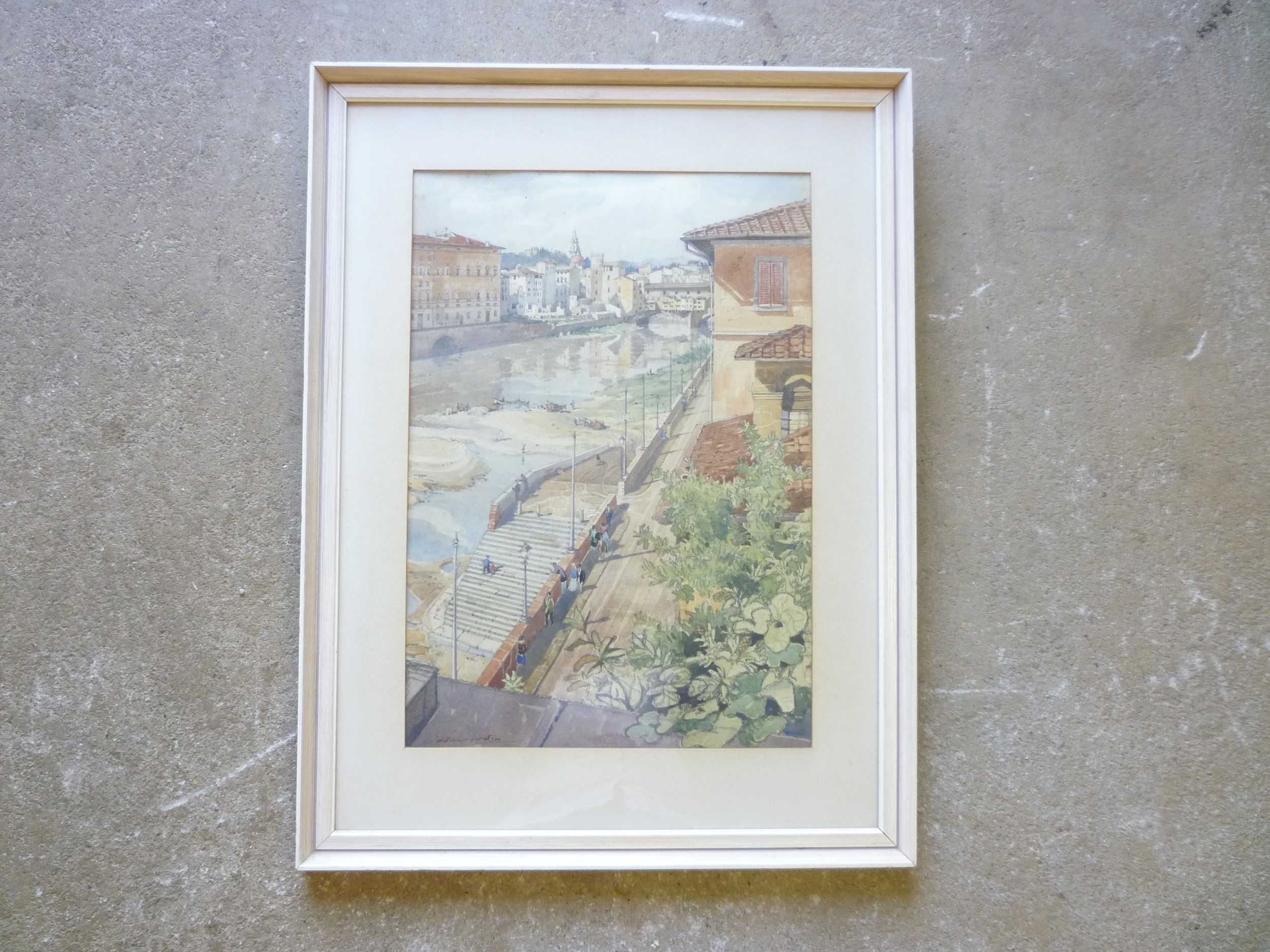 JAMES FLETCHER WATSON RI, RBA (1913-2004) A framed and glazed watercolour titled 'The Arno,