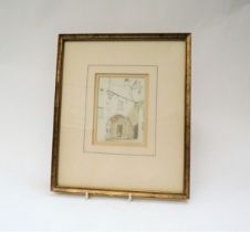 E. LANDSEER: A sketch of Bruges archway, framed and glazed, 12cm x 9cm image size