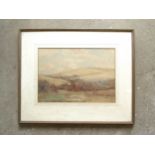 SIDNEY DENNANT-MOSS R.B.A (1884-1946) A framed and glazed watercolour. Downs landscape with