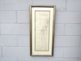 ALFRED VICTOR ORMSBY WOOD (1904-1977) A framed and glazed pencil drawing of a standing female