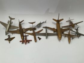 A collection of mainly brass aircraft models including Nimrod