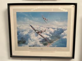 A first edition print after Robert Taylor "Spitfire", signed by Douglas Bader and Johnnie Johnson,