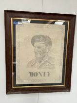 A pencil sketch of Montgomery 'Monty' by K. Brown, 1945, framed and glazed