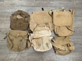Six various American and British infantry bags
