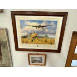 A limited-edition print of Lancaster bomber 'Safely Gathered In' signed by artist Trevor Lay,