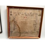 A framed handkerchief with various military instructions including Lee-Metford rifles, some