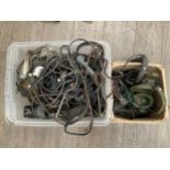 Two boxes of assorted headsets, microphones and wireless equipment dating from WWII and later