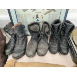 Three pairs of post-war army boots