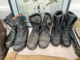 Three pairs of post-war army boots