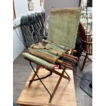 Three British campaign folding canvas chairs