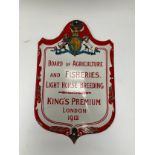 A Board of Agriculture and Fisheries Light Horse Breeding 'King's Premium London 1931' enamel sign