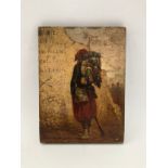 A Dutch oil on panel depicting a Soldier/Armed civilian North Africa. 17.5cm x 13cm