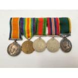 A WWI and WWII medal group of five consisting of WWI pair named to 53997 PTE. E. MULLERY MANCH.