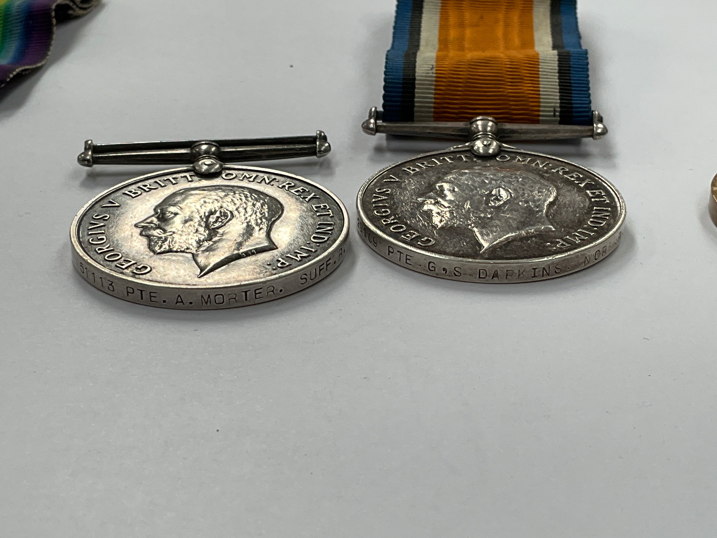 Two pairs of WWI medals named to 51113 PTE. A. MORTER SUFF. R. (Casualty, killed 28.03.1918, 2nd Bn. - Image 2 of 2