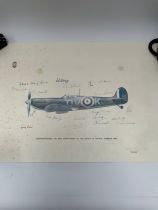 Two signed prints: One of Spitfire signed by Bob Stanford Tuck DSO, the other a Battle of Britain