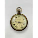 A Jaeger LeCoultre military pocket watch, the rear of case marked with broad arrow and 6E/50 A19232,