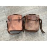 Two leather dispatch rider's bags dated 1944 and 1945