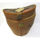 A Cuthbertson black silk top hat contained in a Victorian brown leather hat box with original travel