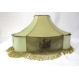 A 1930s/40's lamp shade, octagonal scalloped sections sewn together with twine displaying front