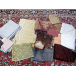 Three small boxes containing mainly Mid Century upholstery and haberdashery fabric samples including