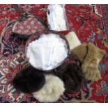 Various 20th Century fashion accessories to include fur hats, gloves including kid leather, a hat