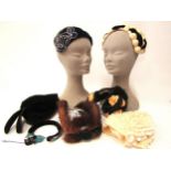 A selection of mainly 1950s moulded hats in various styles, colours and materials