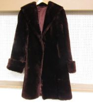 A 1940's deep pile faux fur moleskin type coat