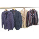Four striped blazers and jackets one dated 1935, "Take 6" Gurteen and Odermark labels, one button