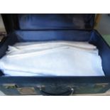 Two suitcases containing a quantity of linen and cotton sheets, some a/f and Victorian and 20th