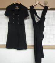 A 1960's black crepe cocktail dress, sleeveless with a soft draped shawl collar with central bow