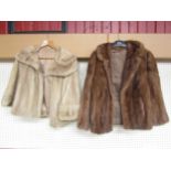 A J. Bass of Bournemouth pale mink jacket with matching hat together with a brown mink jacket