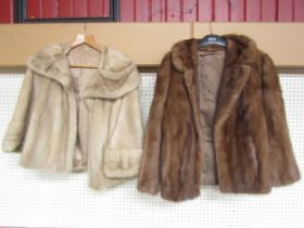 A J. Bass of Bournemouth pale mink jacket with matching hat together with a brown mink jacket