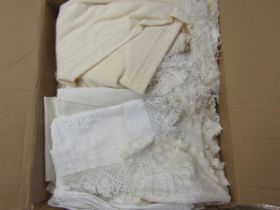 Two boxes containing mainly Mid Century table linens