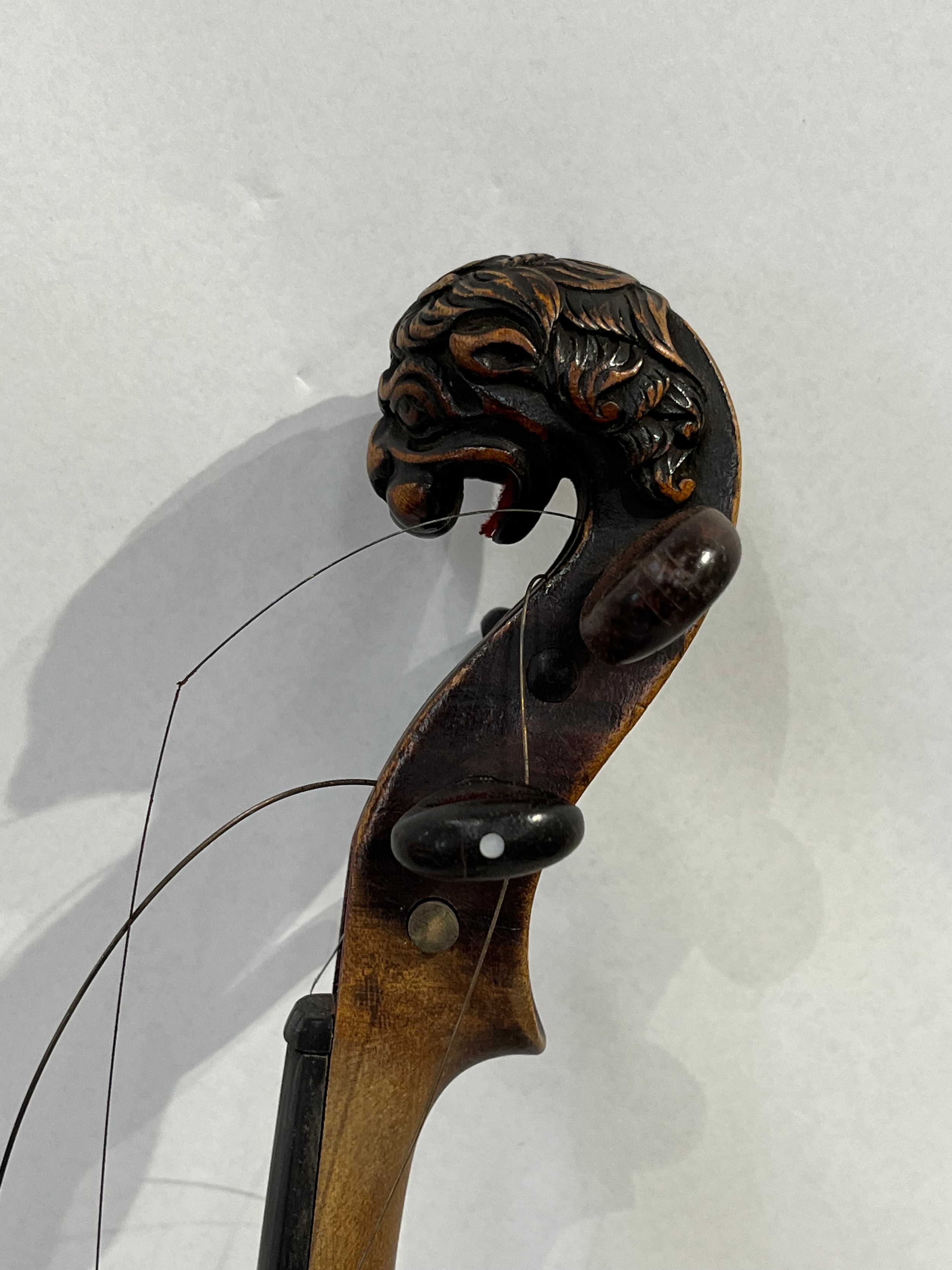 A late 19th / early 20th Century violin, the scroll as a lion, for renovation, with rosewood - Image 4 of 6