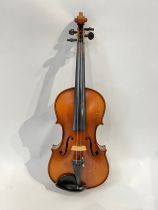 A 20th Century violin, W. Thompson of Wembley label, with case