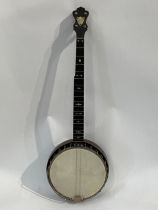 An early 20th Century Abbott of London five string banjo, with original hard case