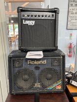 A Roland KC-110 keyboard amplifier together with a Laney Hardcore Max practice amplifier (2)