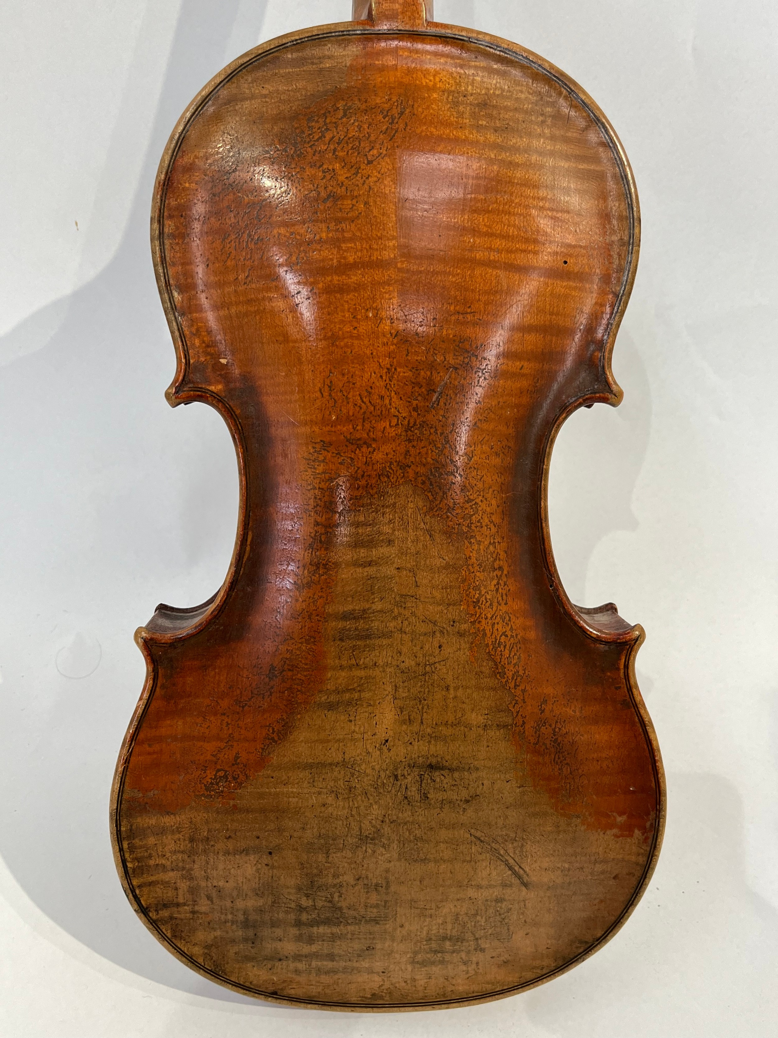 A late 19th / early 20th Century Guarneri copy violin, full size (4/4), two piece figured maple - Image 4 of 5