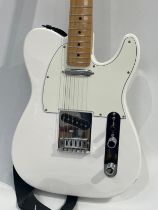 A 2018 Fender Player Telecaster, amde in Mexico (MIM) in Polar White, serial number MX18084974, with