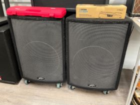 A pair of Peavey UL-15 passive PA speakers