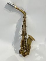A 1955 Selmer Super Action alto saxophone serial no. M61153, hard cased