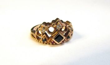 A Stuart Devlin design for Franklin Mint "Jewelled Crown" ring, 14ct gold with a blend of Welsh