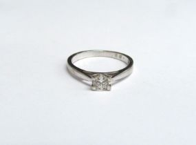 An 18ct white gold diamond solitaire ring 0.23ct. Size K, 2.2g